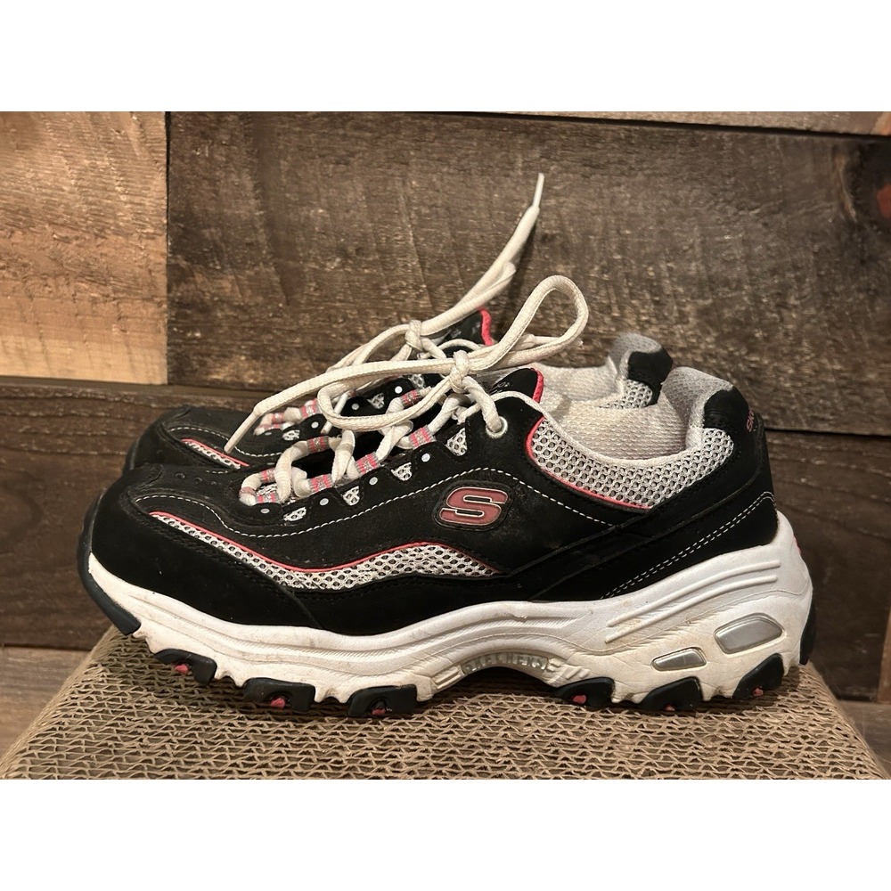 Skechers D'Lites Life Saver Black Pink Sneaker Shoes 11860EW Womens Size 6.5
